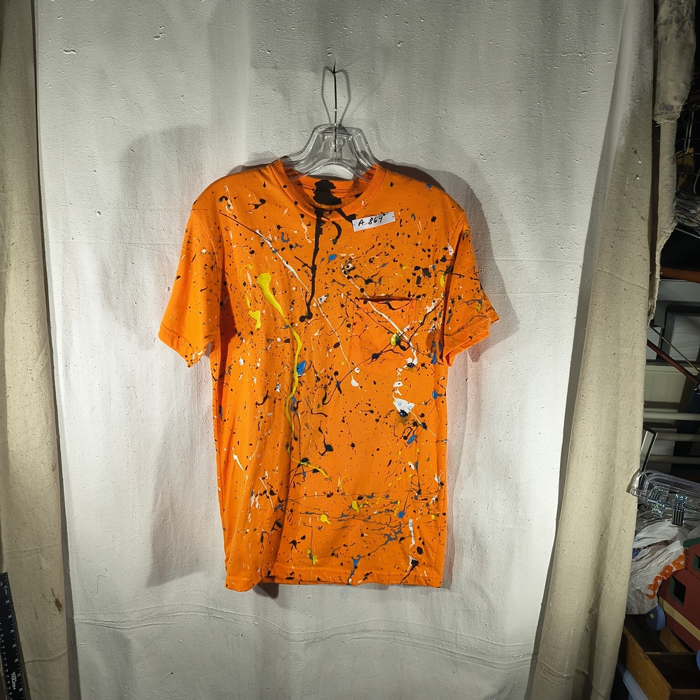 Timothy Designs Men's Size Medium Orange T-shirt W/Unique Street Wear Art Design